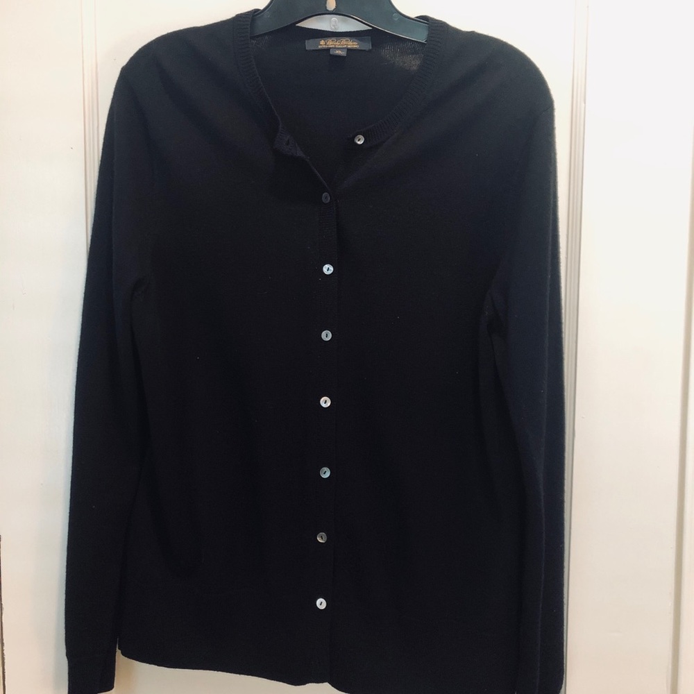Brooks Brothers Black Merino Wool Cardigan